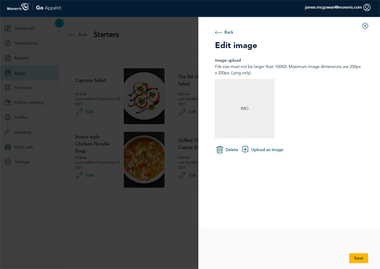 Edit image panel